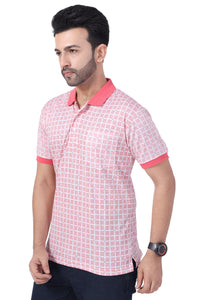 Men's Cotton Polo Neck Half Sleeve All Overl Print T-Shirt with Collar | SIZES FROM XS TO 2XL