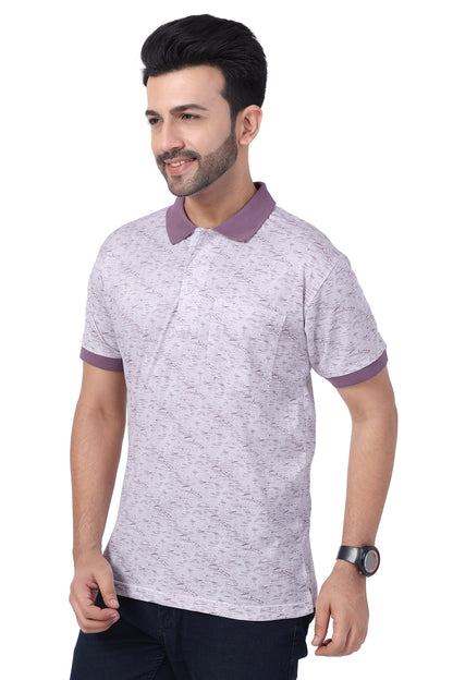 Men's Cotton Polo Neck Half Sleeve All Overl Print T-Shirt with Pocket | SIZES FROM XS TO 2XL