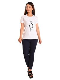 Women's Cotton Round Neck T-shirt - OM. , front view