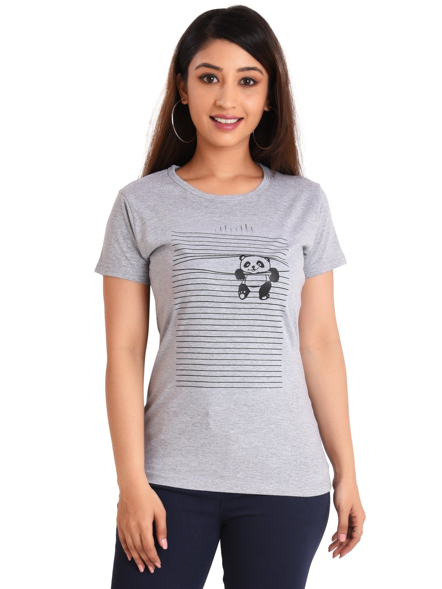 NEO GARMENTS Women's Cotton Round Neck T-shirt - PANDA. | SIZE FROM S-32" TO 8XL-52"