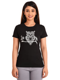 NEO GARMENTS Women's Cotton Round Neck PLUS size T-shirt - OWL | SIZE FROM S-32" to 8X -52"