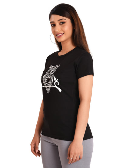 NEO GARMENTS Women's Cotton Round Neck PLUS size T-shirt - OWL | SIZE FROM S-32" to 8X -52"