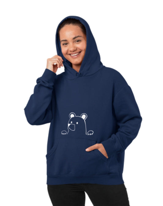 Women's Cotton Fashion Hooded Pullover Sweatshirt with Kangaroo Pockets | BEAR , front view