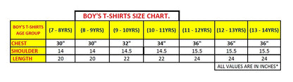 NEO GARMENTS Boys Cotton Round Neck Half sleeves T-Shirt - SARASWATI. | SIZE FROM 7 YRS TO 14 YRS.
