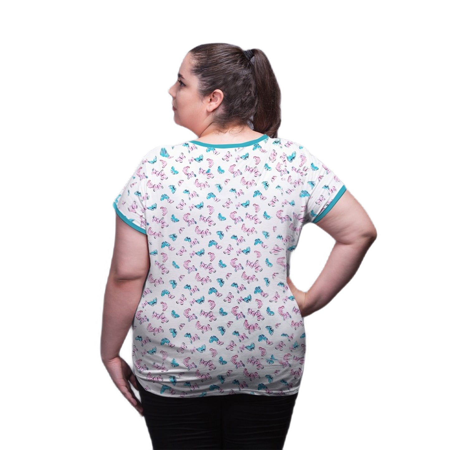 NEO GARMENTS Women's Cotton Round Neck PLUS size T-shirt - BUTTERFLY. | SIZE FROM S - 32" TO 8XL - 52"