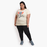 NEO GARMENTS Women Cotton Round Neck Plus Size T-shirt | VEG ELEPHANT | SIZES - 4XL-44" TO 8XL-52".