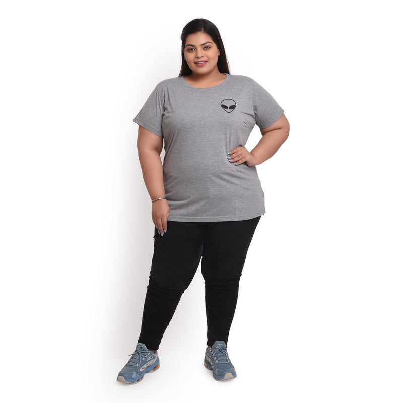 Women Cotton Round Neck Plus Size T-shirt | ALIEN |  SIZES - S-32" TO 8XL-52".