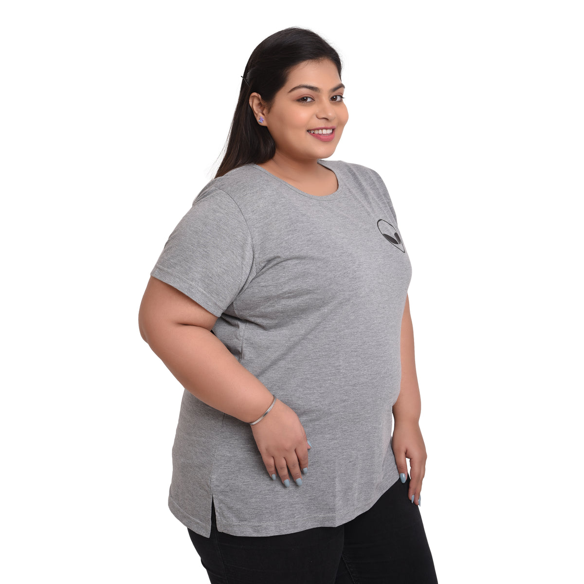 Women Cotton Round Neck Plus Size T-shirt | ALIEN |  SIZES - S-32" TO 8XL-52".