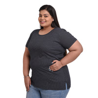 Women Cotton Round Neck Plus Size T-shirt | POLKA DOTS PRINT | SIZES - 4XL" TO 8XL.