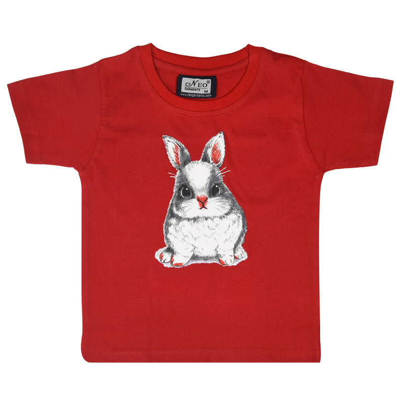 NEO GARMENTS Kid's Boys & Girls Round Neck Cotton T-shirt | BUNNY RABBIT. | SIZE FROM 1YRS TO 7YRS