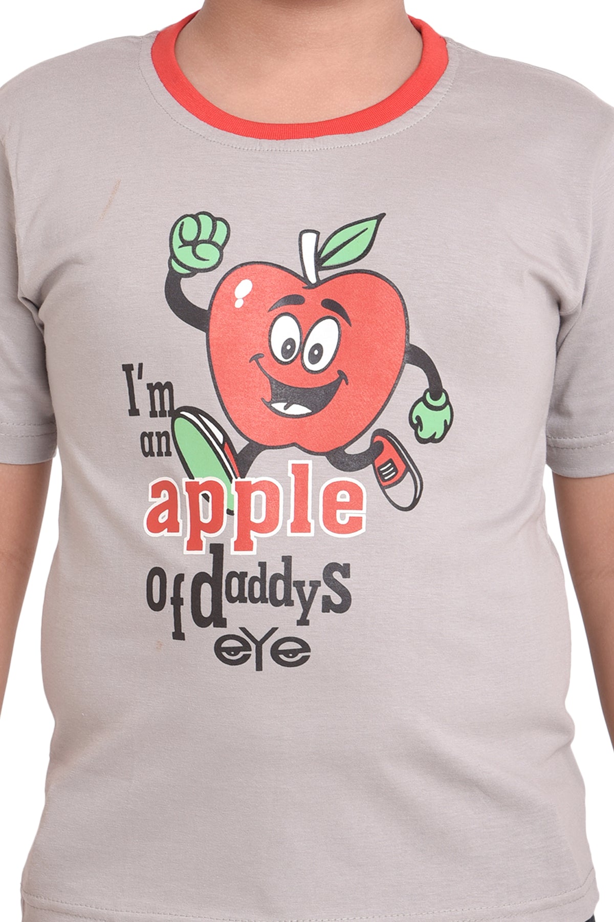 NEO GARMENTS Kids Unisex Round Neck Printed Cotton T-shirt - I'M AN APPLE OF DADDY'S EYE. | SIZE FROM 1 YRS TO 7 YRS.