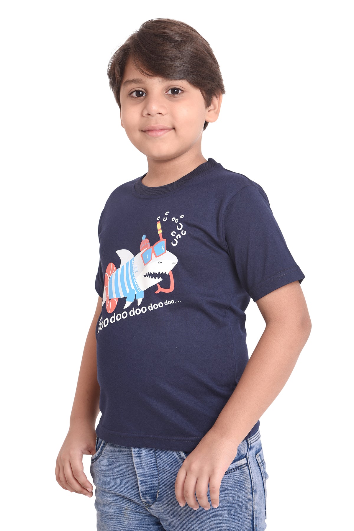 NEO GARMENTS Kids Unisex Round Neck Printed Cotton T-shirt - SHARK. | SIZE FROM 1 YRS TO 7 YRS.