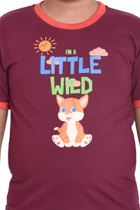 NEO GARMENTS Kid's Boys & Girls Round Neck Cotton T-shirt | I'M A LITTLE WILD. | SIZE FROM 1YRS TO 7YRS.