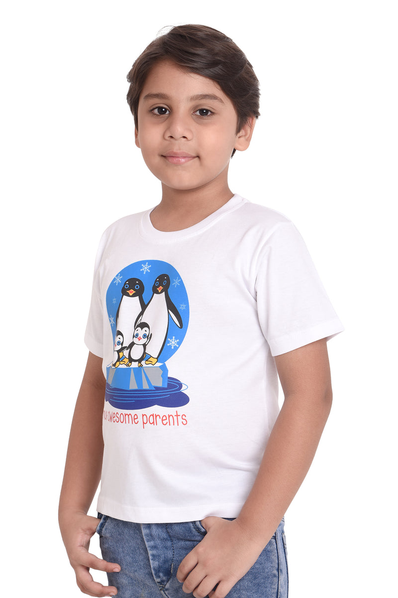 NEO GARMENTS Kids Unisex Round Neck Printed Cotton T-shirt - I HAVE AWESOME PARENTS. | SIZE FROM 1 YRS TO 7 YRS.