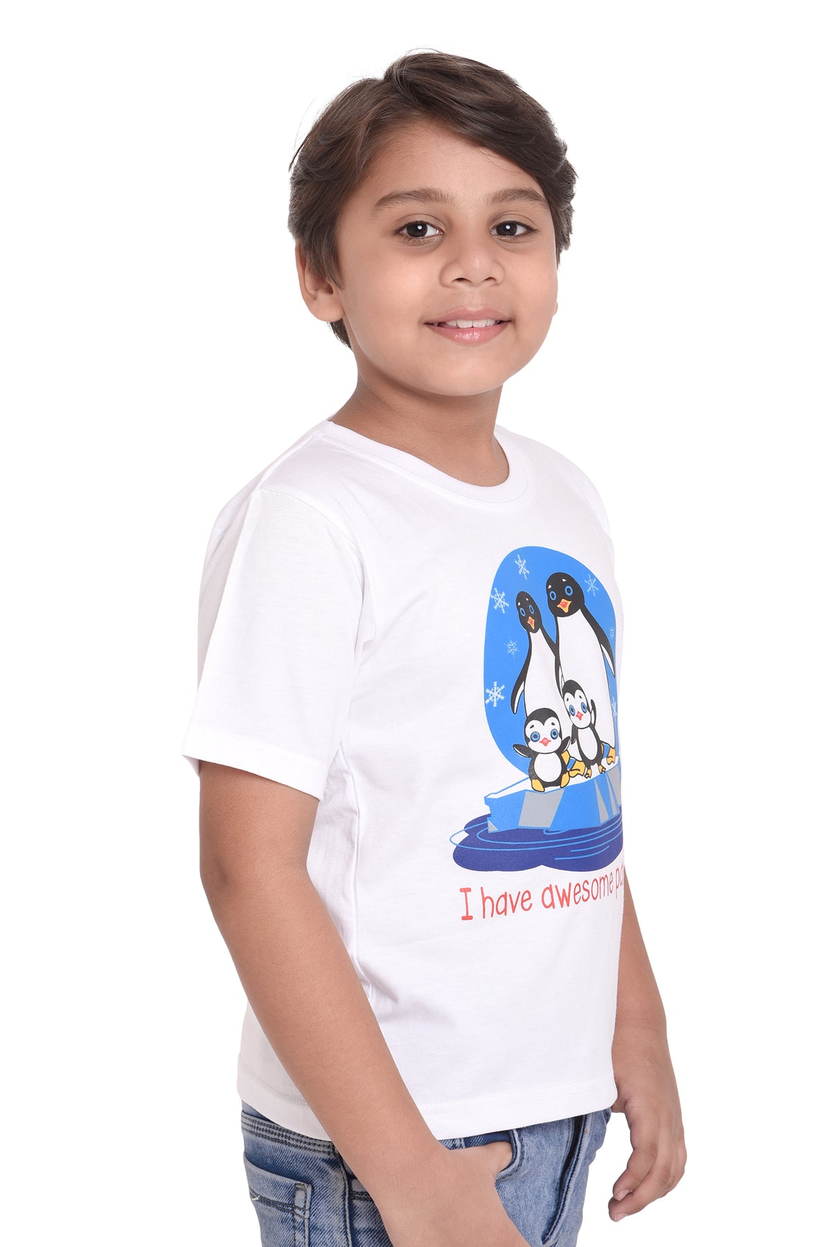 NEO GARMENTS Kids Unisex Round Neck Printed Cotton T-shirt - I HAVE AWESOME PARENTS. | SIZE FROM 1 YRS TO 7 YRS.