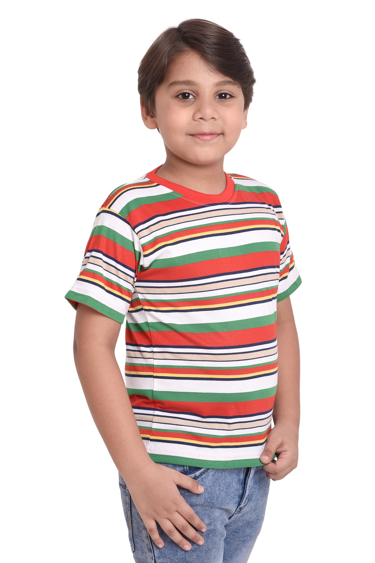 Neo Garments Boys Round Neck Cotton Striped T-Shirt. | SIZE FROM 7YRS TO 14YRS