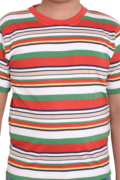 Neo Garments Boys Round Neck Cotton Striped T-Shirt. | SIZE FROM 7YRS TO 14YRS