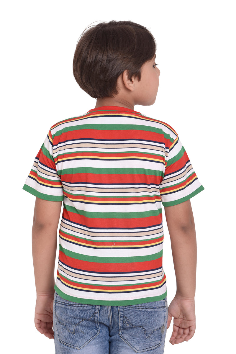 Neo Garments Boys Round Neck Cotton Striped T-Shirt. | SIZE FROM 7YRS TO 14YRS