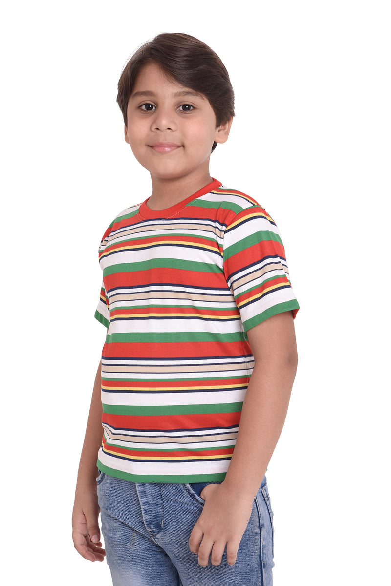 Neo Garments Boys Round Neck Cotton Striped T-Shirt. | SIZE FROM 7YRS TO 14YRS