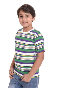 Neo Garments Boys Round Neck Cotton Striped T-Shirt. Multicolor. | SIZE FROM 7YRS TO 14YRS