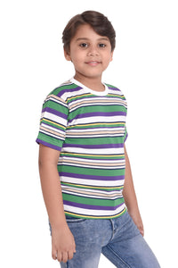 Neo Garments Boys Round Neck Cotton Striped T-Shirt. Multicolor. | SIZE FROM 7YRS TO 14YRS