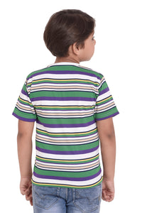 Neo Garments Boys Round Neck Cotton Striped T-Shirt. Multicolor. | SIZE FROM 7YRS TO 14YRS