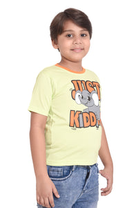 NEO GARMENTS Kids Unisex Round Neck Printed Cotton T-shirt - JUST KIDDING | SIZE FROM 1 YRS TO 7 YRS.