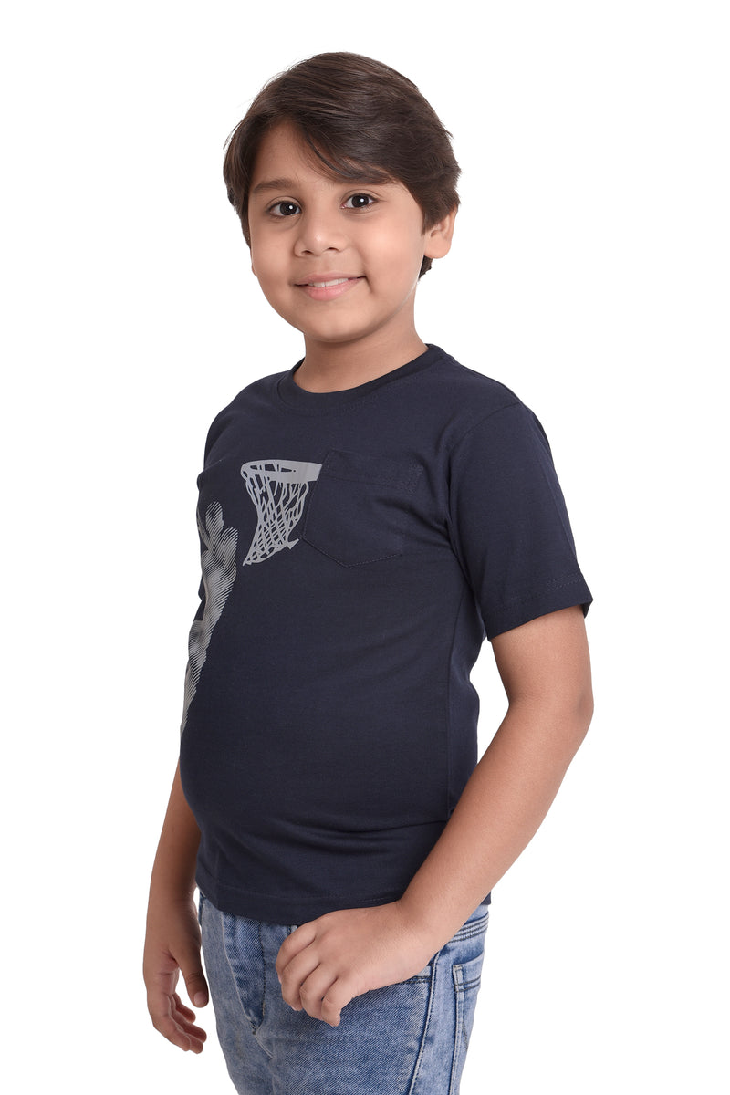 NEO GARMENTS Boys Cotton Round Neck Half sleeves T-Shirt - BASKET BALL. | SIZE FROM 7YRS TO 14YRS