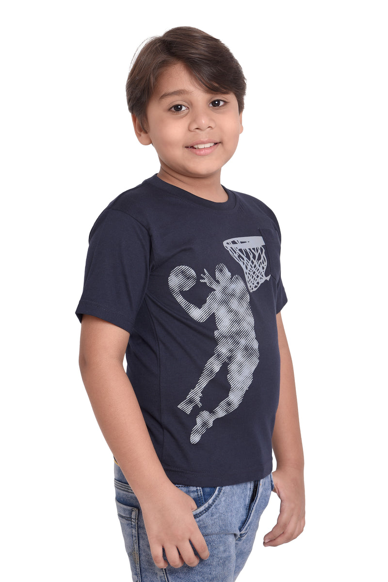 NEO GARMENTS Boys Cotton Round Neck Half sleeves T-Shirt - BASKET BALL. | SIZE FROM 7YRS TO 14YRS