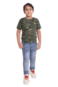 Boys Cotton Round Neck Half sleeves T-Shirt - CAMOUFLAGE. | SIZE FROM 7 YRS TO 14 YRS