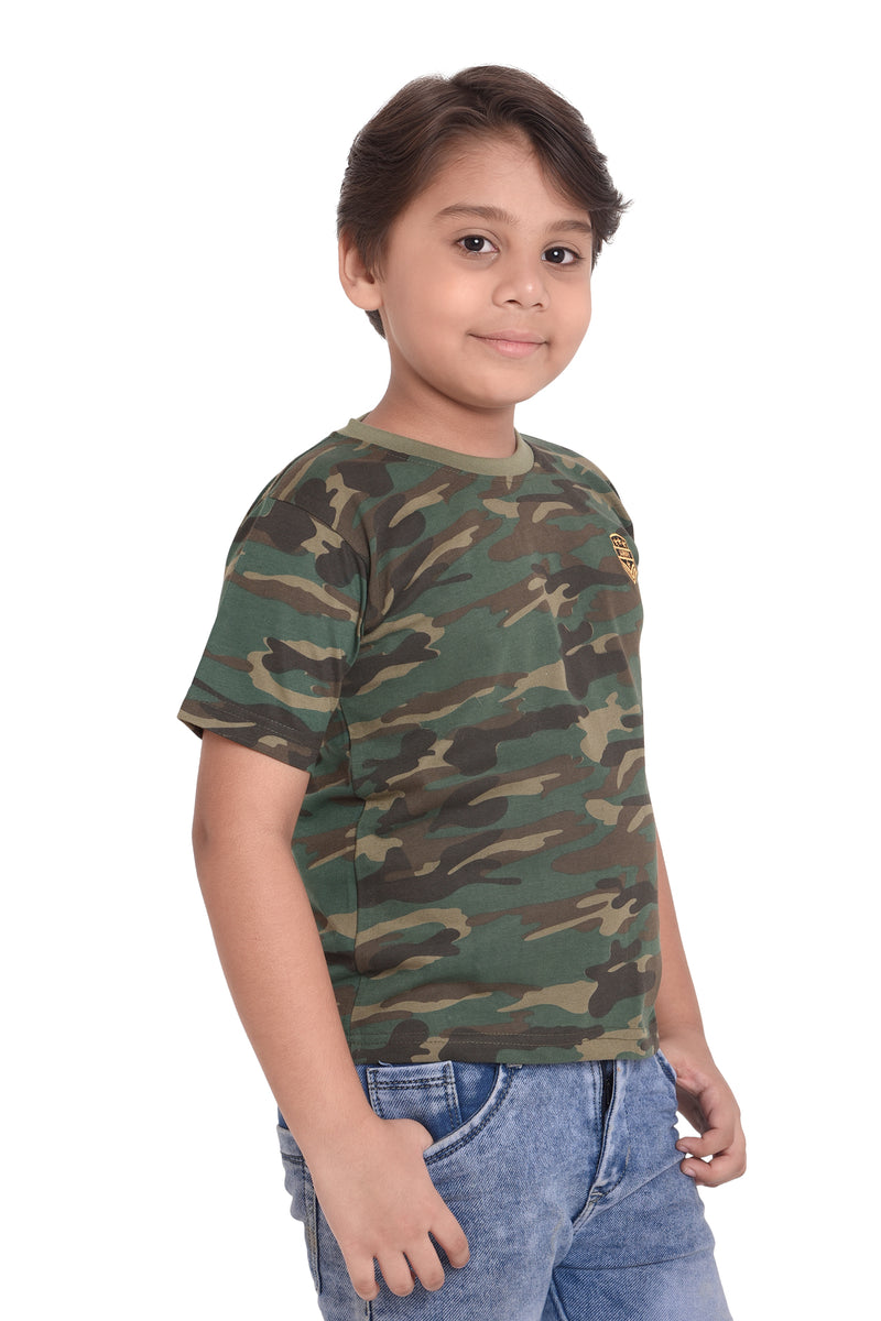 Boys Cotton Round Neck Half sleeves T-Shirt - CAMOUFLAGE. | SIZE FROM 7 YRS TO 14 YRS