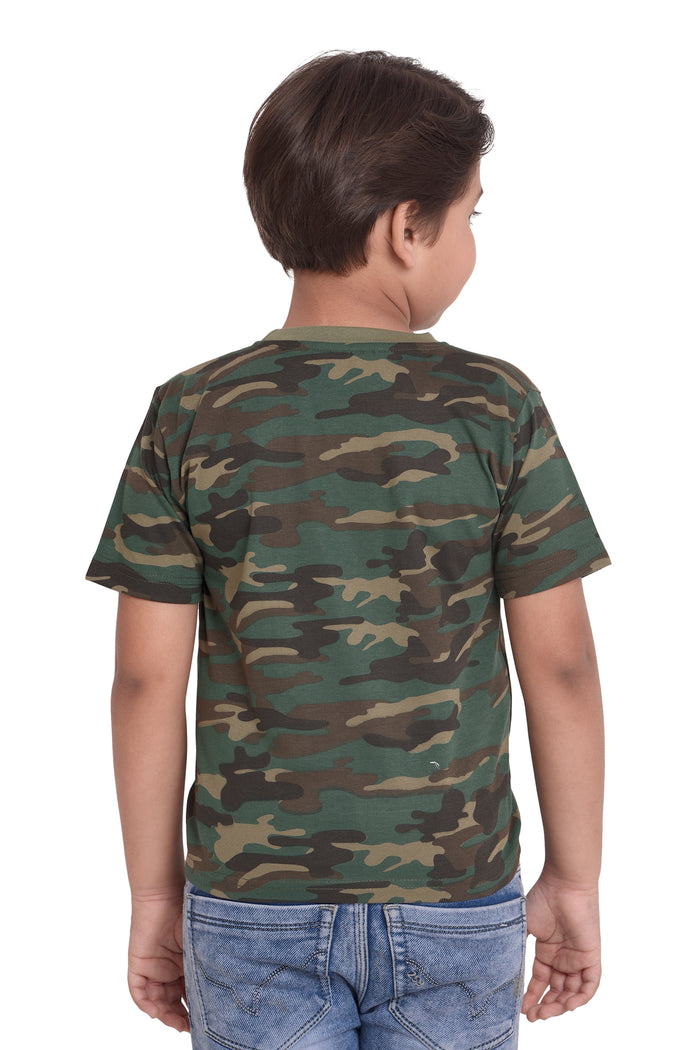 Boys Cotton Round Neck Half sleeves T-Shirt - CAMOUFLAGE. | SIZE FROM 7 YRS TO 14 YRS