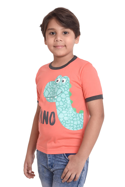 NEO GARMENTS Kids Unisex Round Neck Printed Cotton T-shirt - DINO. | SIZE FROM 1YRS TO 7YRS.