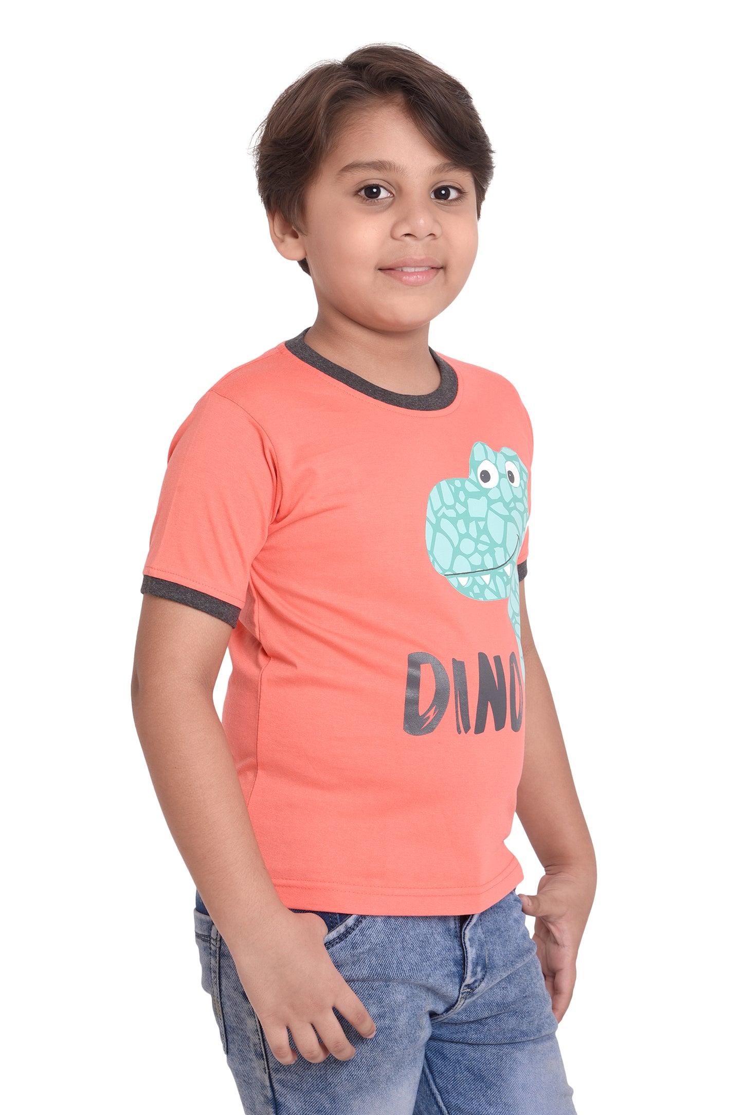 NEO GARMENTS Kids Unisex Round Neck Printed Cotton T-shirt - DINO. | SIZE FROM 1YRS TO 7YRS.
