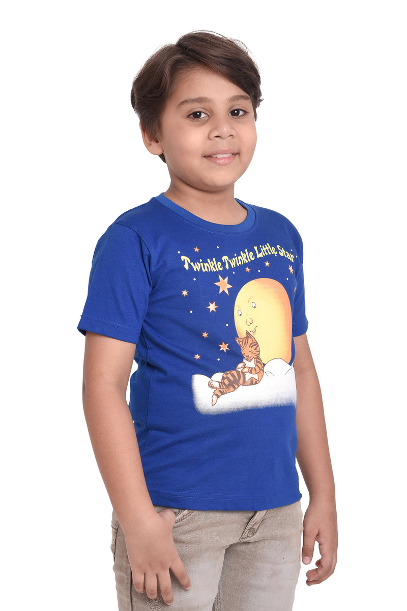 NEO GARMENTS Kids Unisex Round Neck Printed Cotton T-shirt - TWINKLE TWINKLE LITTLE STAR. | SIZE FROM 1 YRS TO 7 YRS.