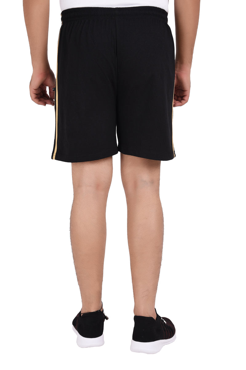 NEO GARMENTS Men’s Cotton Stripped Chain Pockets Long Shorts. | BLACK | SIZES FROM M TO 7XL.