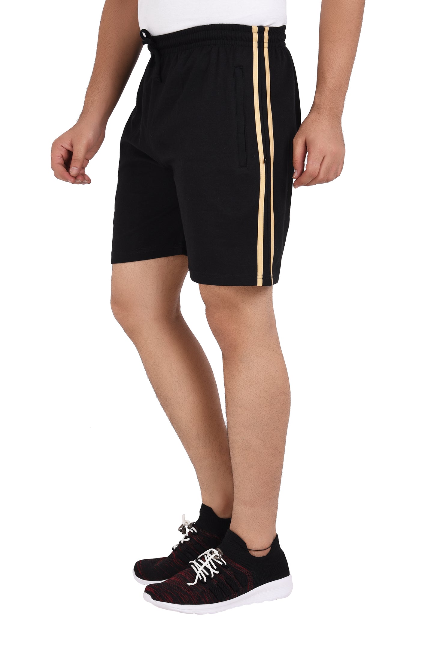 NEO GARMENTS Men’s Cotton Stripped Chain Pockets Long Shorts. | BLACK | SIZES FROM M TO 7XL.