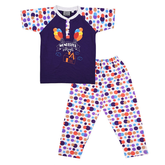NEO GARMENTS Kids Unisex Printed Cotton Night Dress | SIZE FROM 18 TO 34