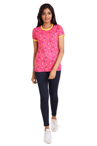 Women's Cotton Round Neck All Over Print T-shirt - FLOWERS | SIZE FROM  -32" TO 3XL-42"