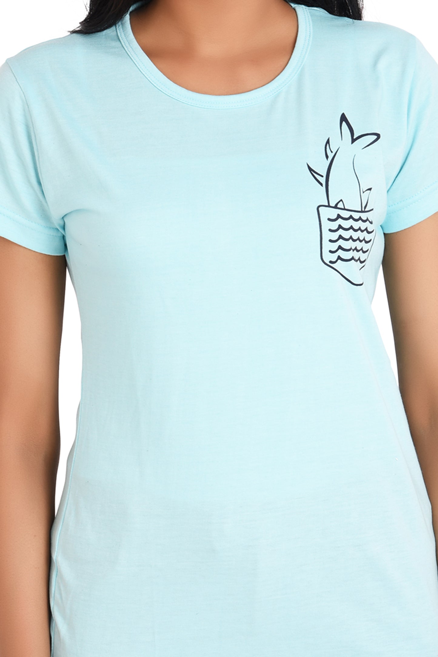 NEO GARMENTS Women's Cotton Round Neck Plus T-shirt - FISH | SIZE FROM S-32" TO 8XL-52"