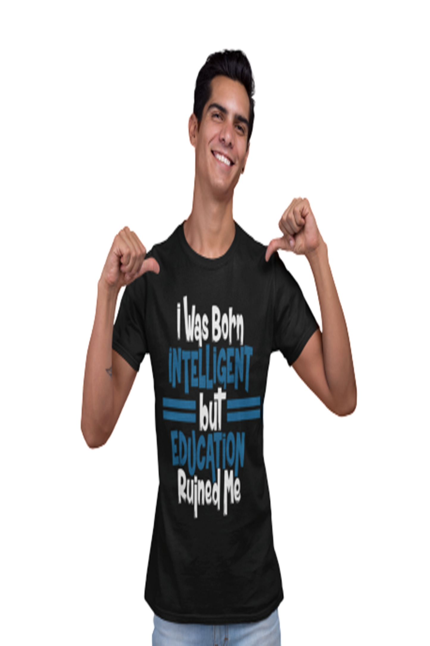 Men's Cotton Round Neck Half Sleeve T-Shirt | EDUCATION RUINED ME, front view