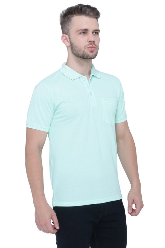 Men's Cotton Polo Neck Half Sleeve T-Shirt, front view