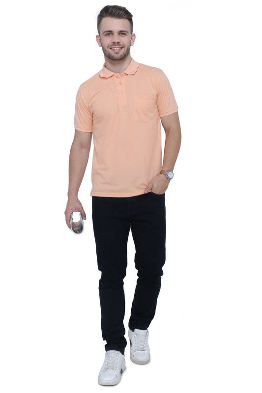  Men's Cotton Polo Neck Half Sleeve T-Shirt, front view