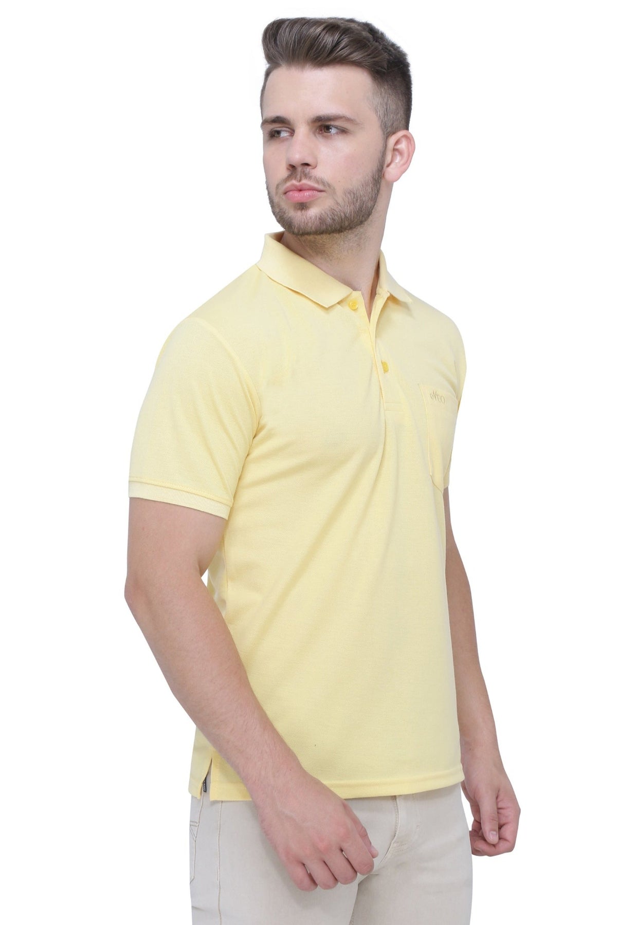 Men's Cotton Polo Neck Half Sleeve T-Shirt , front view