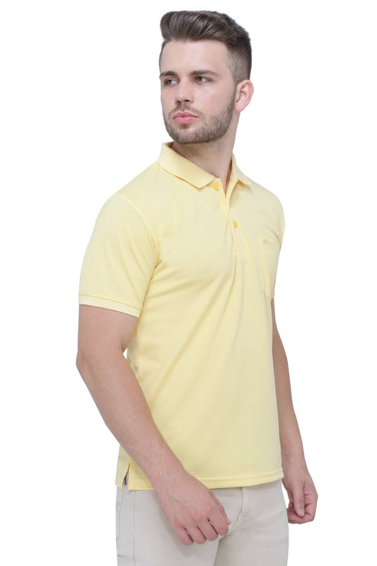 Men's Cotton Polo Neck Half Sleeve T-Shirt , front view