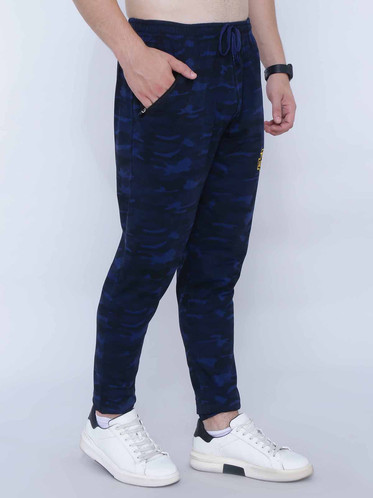 Men's Cotton Camouflage Track Pant. | BLUE-BLACK | SIZES FROM M TO 5XL.