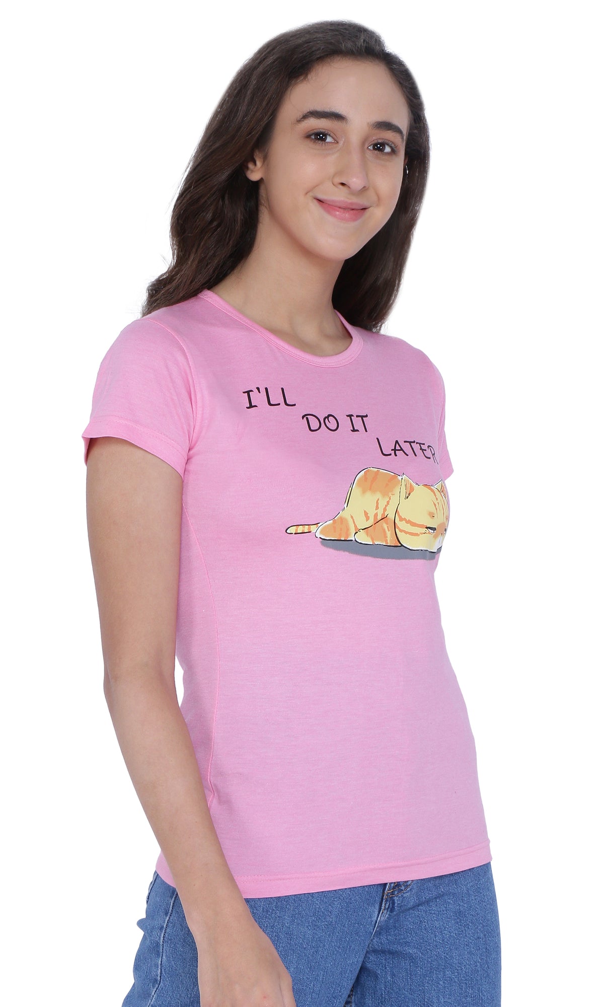NEO GARMENTS Women's Cotton Round Neck T-shirt - I'LL DO IT LATER | SIZE FROM S-32" TO 3XL-42"