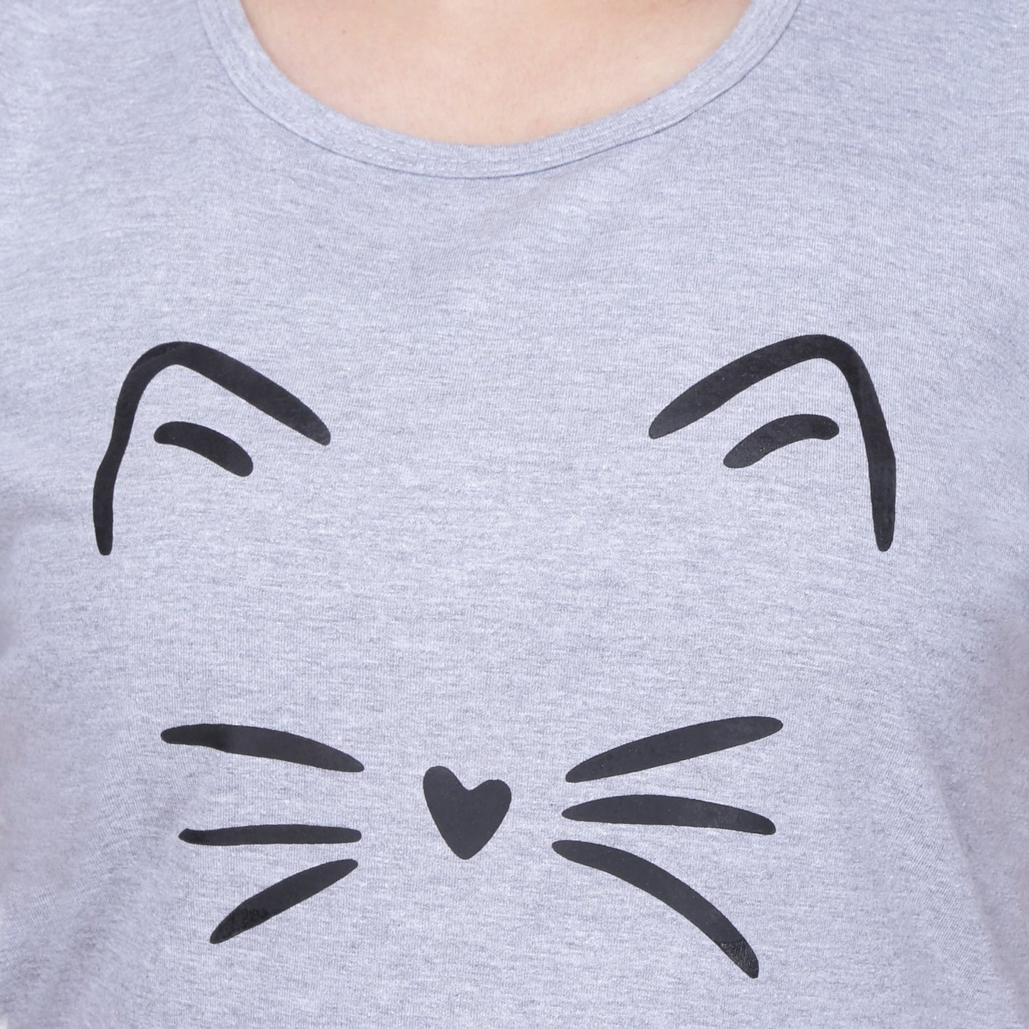 NEO GARMENTS Women's Cotton Round Neck T-shirt - MEOW | SIZE FROM S-32" TO 8XL-52"