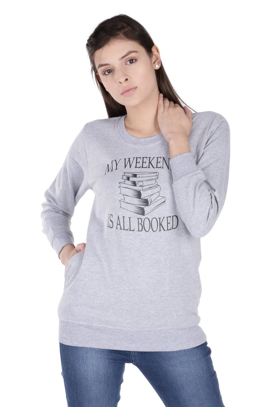 Women's Cotton Fashion Pullover Sweatshirt with Pockets | MY WEEKEND IS ALL BOOKED , front view