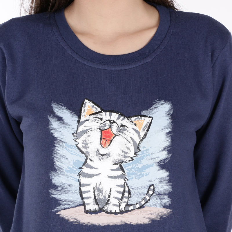 Neo Garments Women's Cotton Fashion Pullover Sweatshirt with Pockets | CAT Ha HaHa | SIZES - S - 36" TO 3XL - 46"